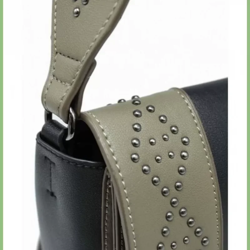 Női keresztpántos táska, geometrikus díszítéssel, műbőr, zöld/fekete taskaplaza-hu 4