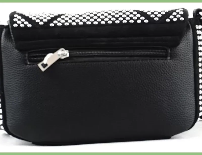 Női kisméretű keresztpántos táska strasszokkal, műbőr, fekete taskaplaza-hu 3