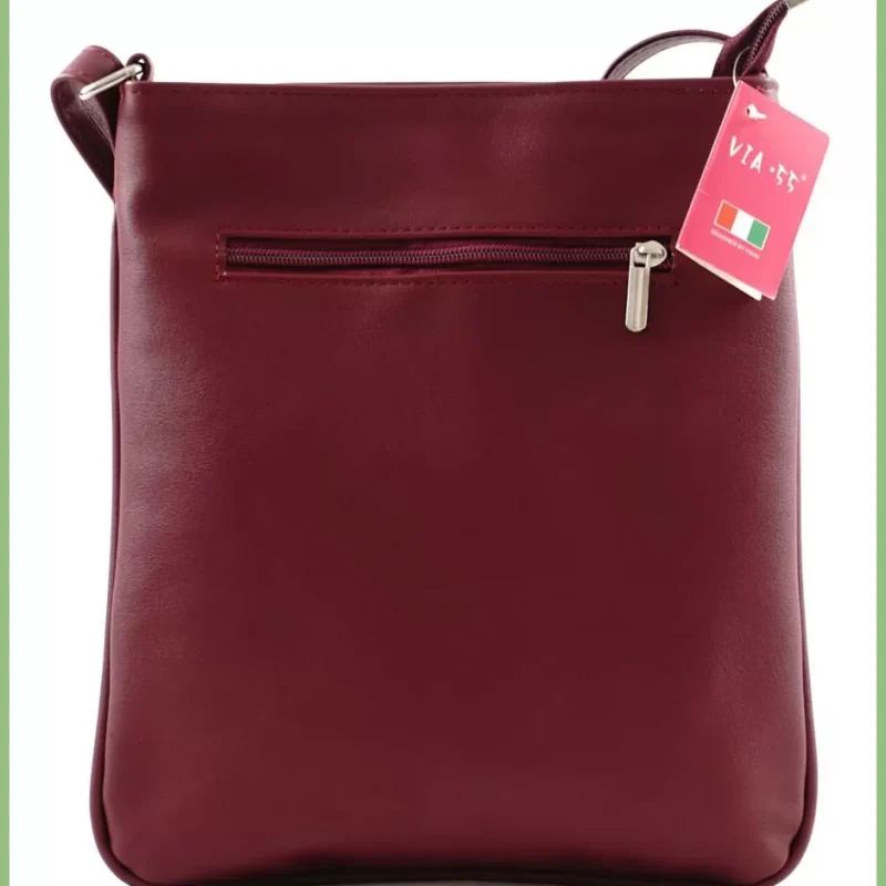 VIA55 női keresztpántos táska 3 sávval, rostbőr, vörös taskaplaza-hu 3