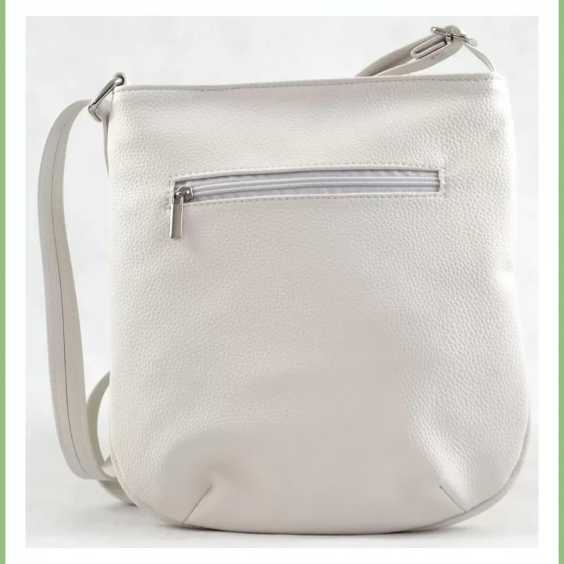 VIA55 női keresztpántos táska elöl kék sávval, rostbőr, fehér taskaplaza-hu 3