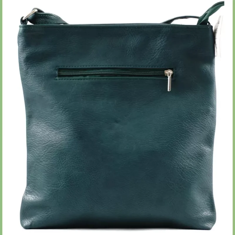 VIA55 női keresztpántos táska ferde zsebbel, rostbőr, zöld taskaplaza-hu 3