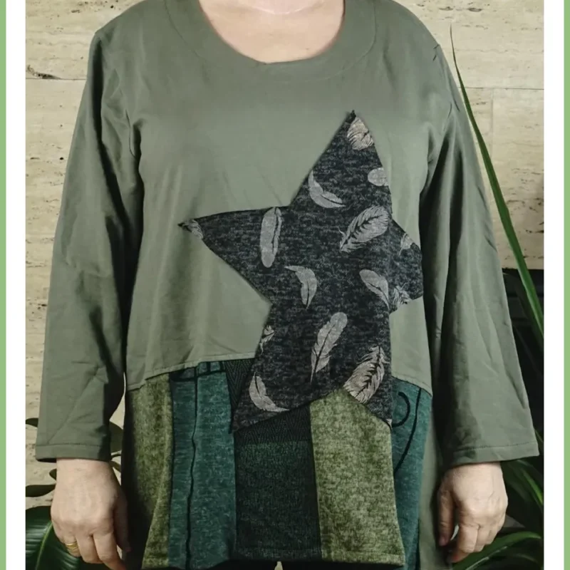 Nagyméretű női tunika/felső, 100% pamut, zöld taskaplaza-hu 1
